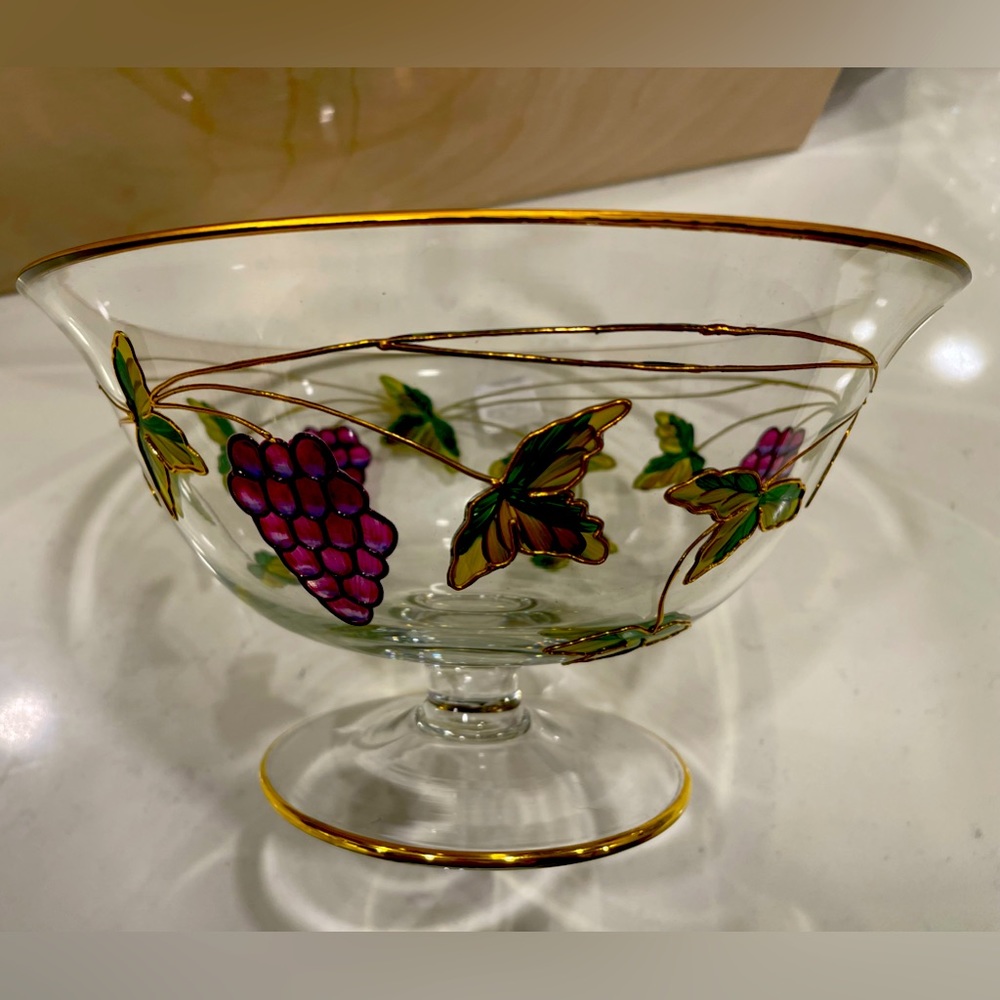 Crystal Bowl-Grapes & Leaves.